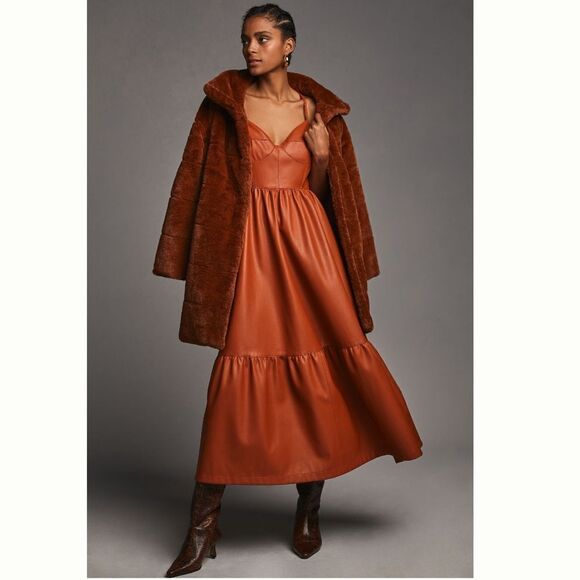 Anthropologie Pilcro Structured Faux Leather Dress/ size 6 - Picture 1 of 11